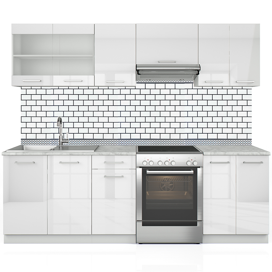 Кухонный фартук кирпичная кладка 6 шт. 600х3600 мм Белый