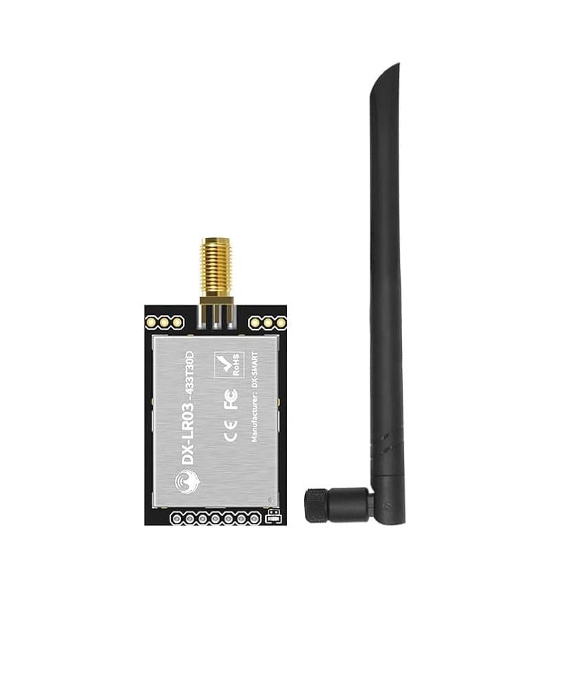 Приемно-передающий модуль беспроводной DX-LRO3 ASR66001 LoRa 433/475MHz 30dBm на 10 км с антенной (00-00027180)