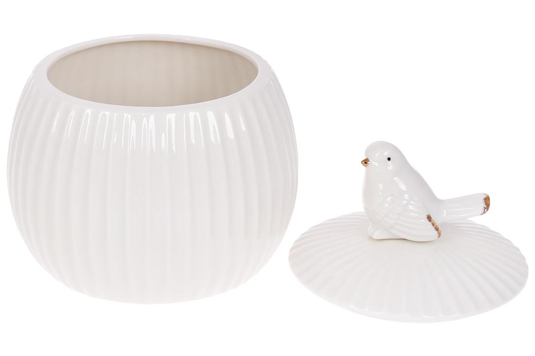 Банка фарфоровая Bonadi с обьемным декором Птичка 1,35 л Белый глянец (727-404) - фото 2 Банка фарфоровая Bonadi с обьемным декором Птичка 1,35 л Белый глянец (727-404) - фото 2