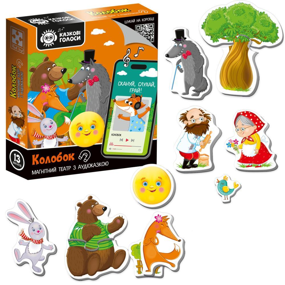 Настільна гра розвиваюча Vladi Toys VT3206-38 Магнітний театр з аудіоказкою Казкові голоси Колобок (4820234766246)