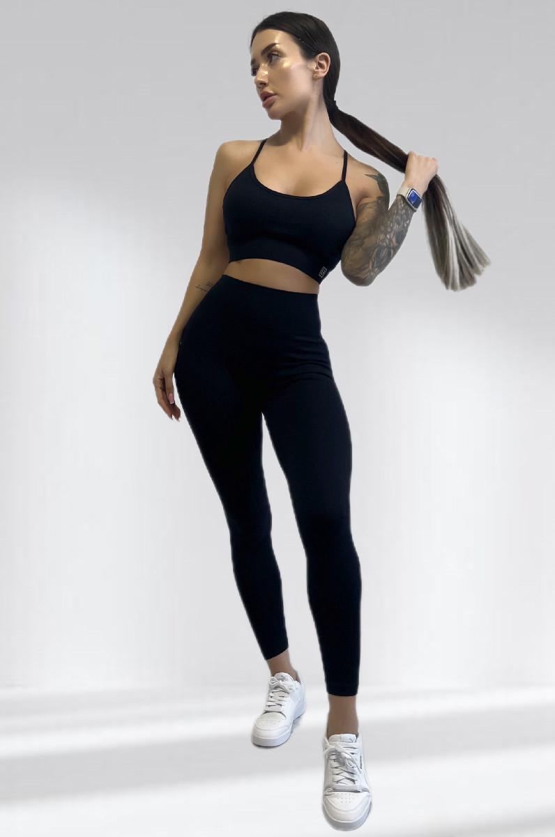 Костюм для фитнеса женский LILAFIT лосины пуш ап и топ L Черный (LFS000037)