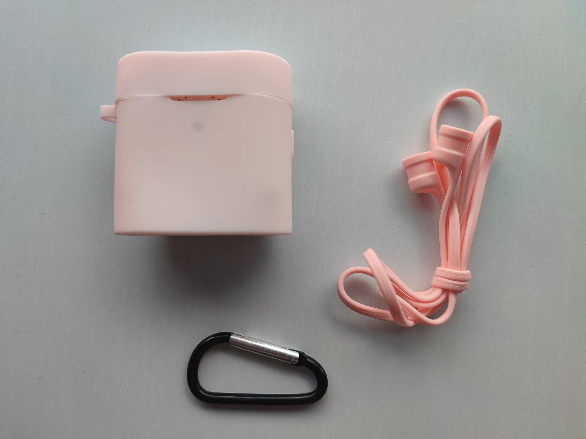 Чехол для наушников-гарнитуры Xiaomi Air 2/2S Mi True Wireless Earphones силиконовый с фиксатором Светло-розовый (200403)