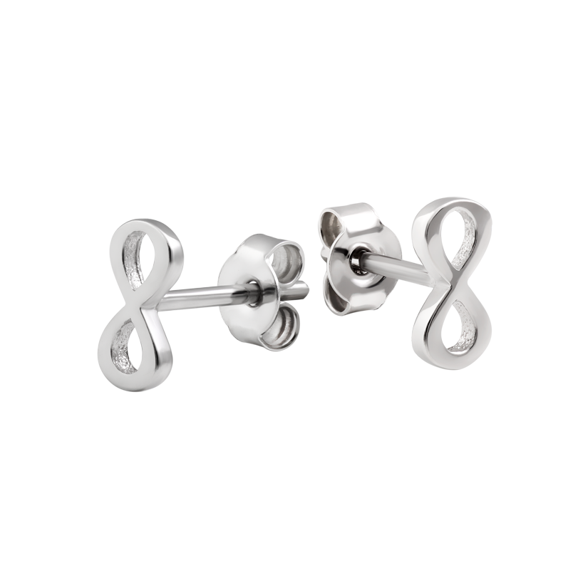 Серьги серебряные пусеты в форме знака бесконечности без вставок