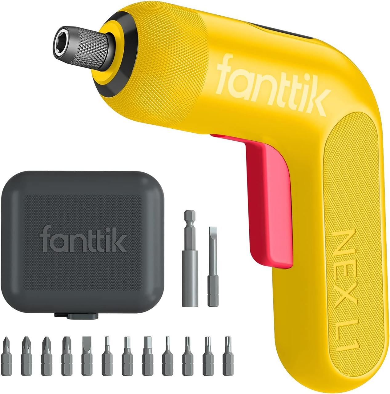 Викрутка електрична Fanttik NEX L1 Pro Li-ion 2000 mAh 3,6V з підсвічуванням/бітами/USB-кабелем Yellow (000689)