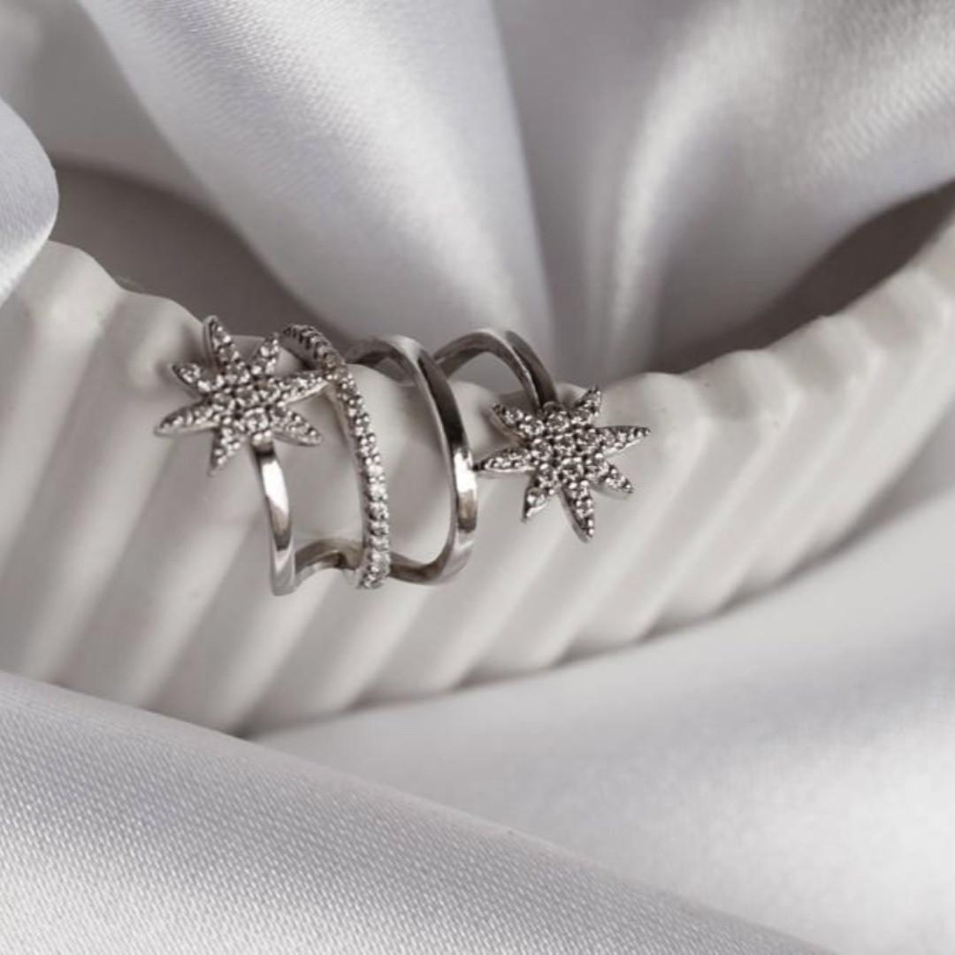 Сережка обманка на хрящик зірки в каменях срібло 925 проби родоване 1,60 г (2419r) - фото 2 Сережка обманка на хрящик зірки в каменях срібло 925 проби родоване 1,60 г (2419r) - фото 2