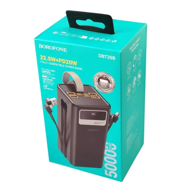 Павербанк Borofone DBT35B 50000mAh 22,5W Чорний (2399592555) Павербанк Borofone DBT35B 50000mAh 22,5W Чорний (2399592555)