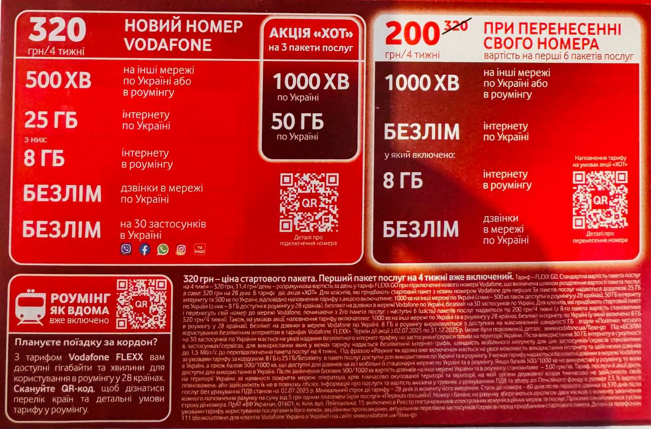 Стартовий пакет Vodafone FLEXX GO - фото 3 Стартовий пакет Vodafone FLEXX GO - фото 3