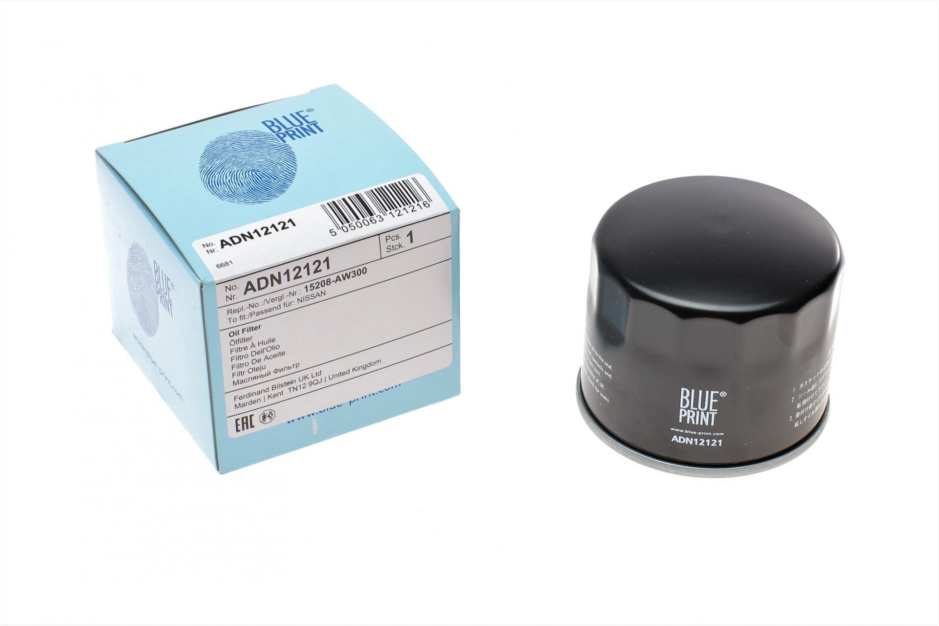 Фильтр масляный BLUE PRINT для Renault Kangoo/Trafic/Opel Vivaro 1,9D/1,5dCi/1,4i/1,6i 97- (ADN12121)
