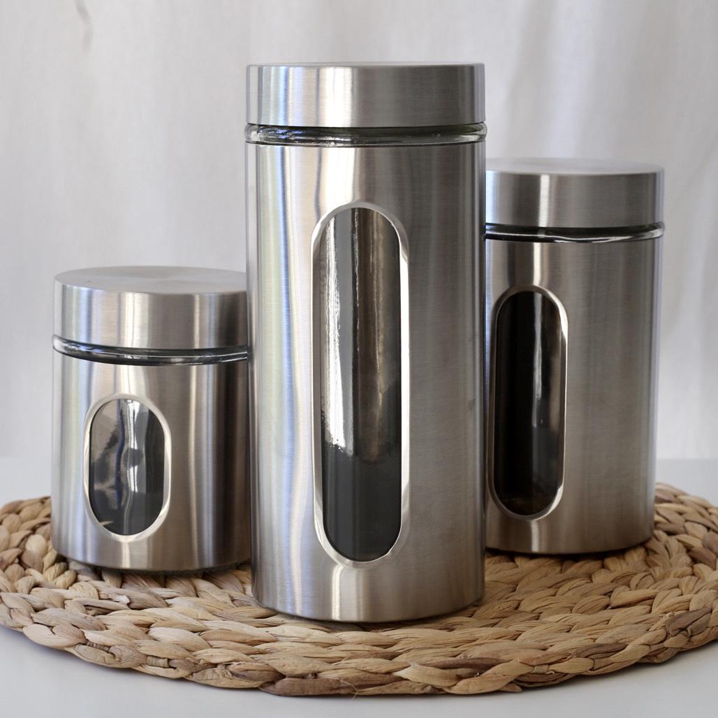 Набор емкостей из нержавеющей стали с окошком