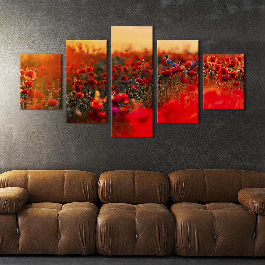 Картина на холсте Поле с алыми маками 187x94 см (916-52)