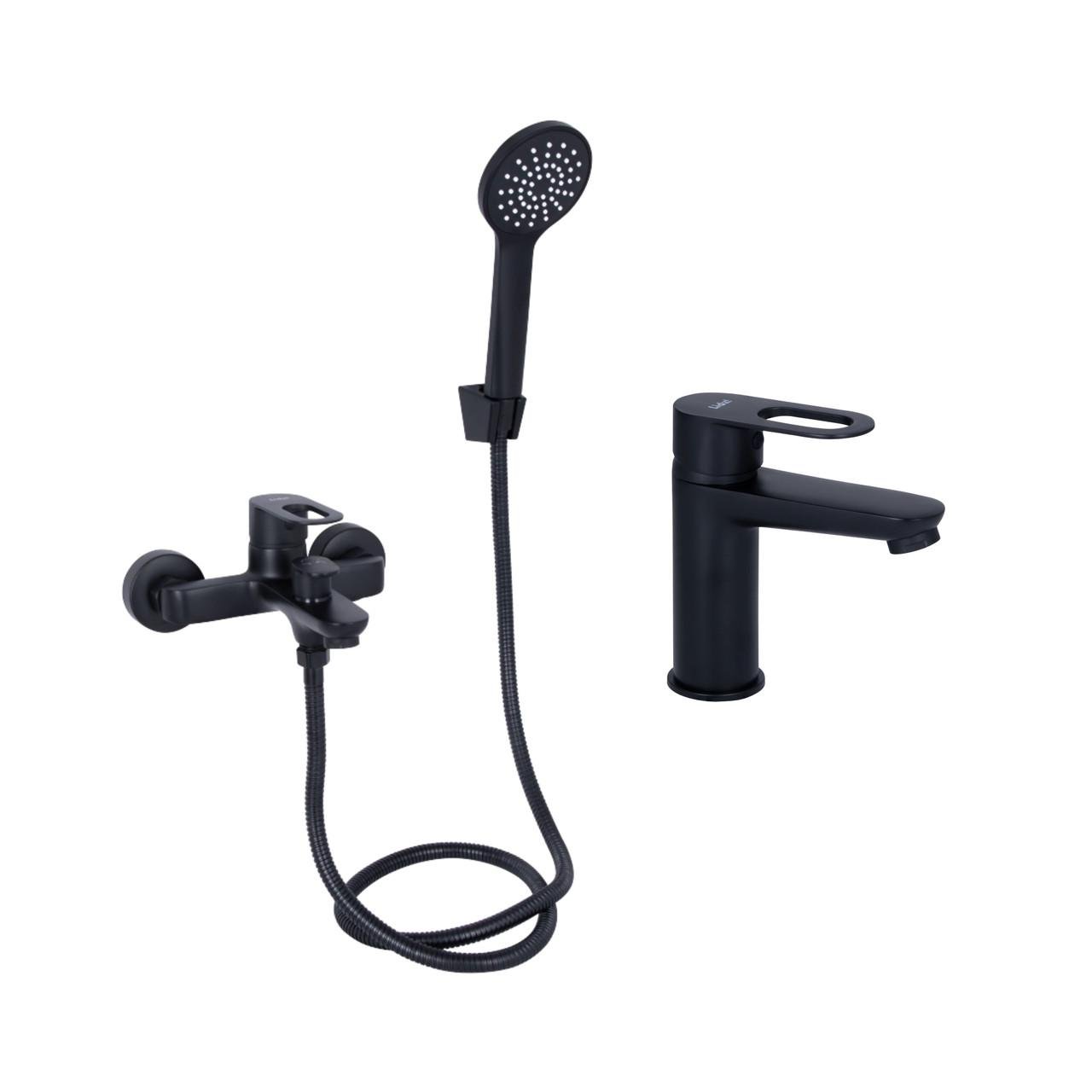 Комплект смесителей Lidz Latwa смеситель для раковины LDLAT001BLA45418/смеситель для ванны LDLAT006BLA45419 Black (2553575301)