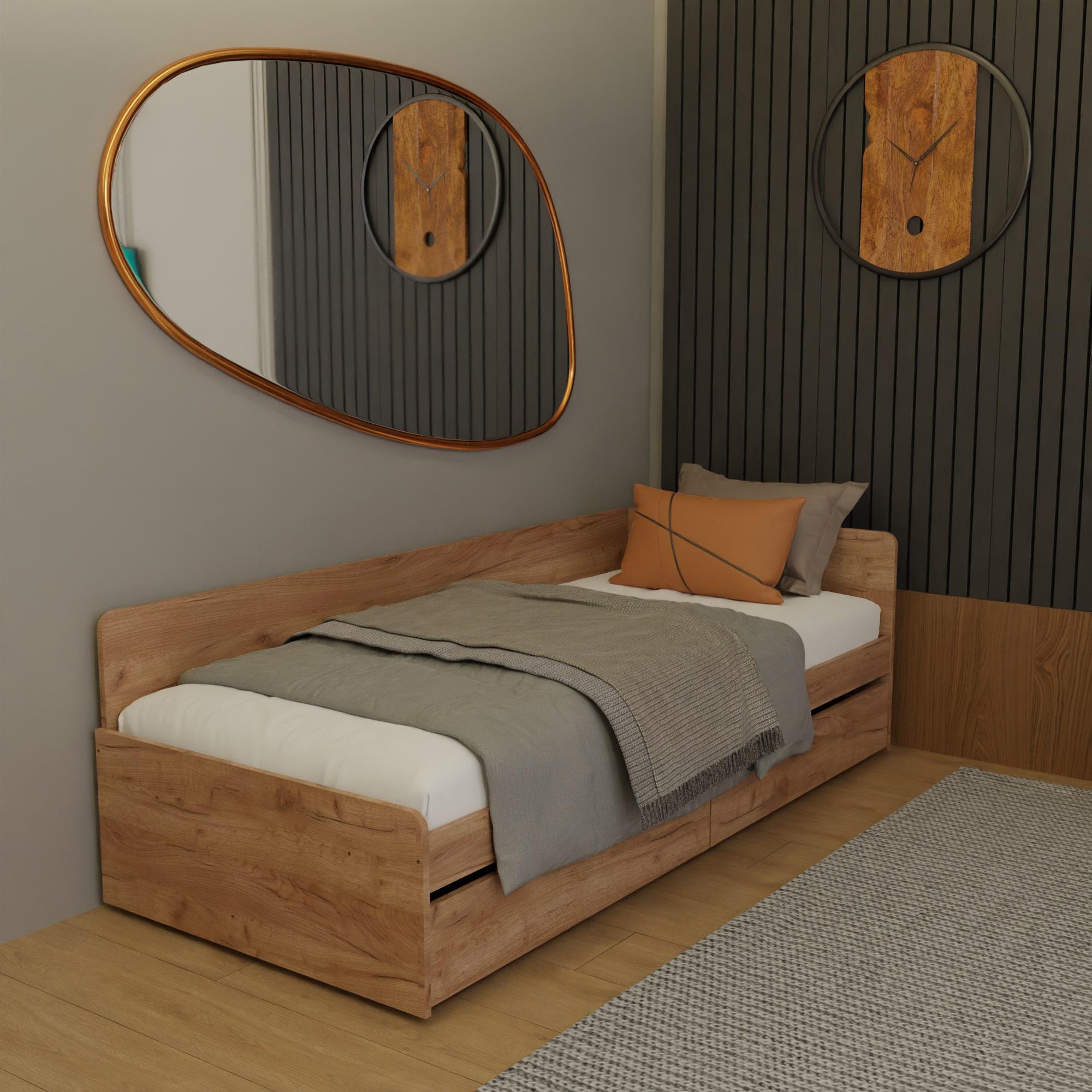 Кровать односпальная с ящиками Еверест Соната-800 Крафт золотой