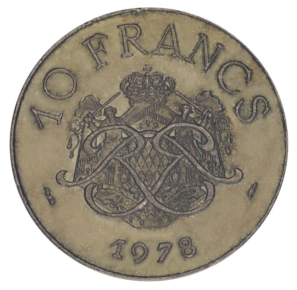 Коллекционная монета Монако 10 франков 1978 F-VF (М20432)