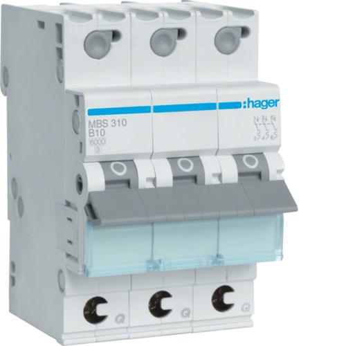 Автоматичний вимикач Hager QC 3P 10A B 6 kA MBS310 3M - фото 1 Автоматичний вимикач Hager QC 3P 10A B 6 kA MBS310 3M - фото 1