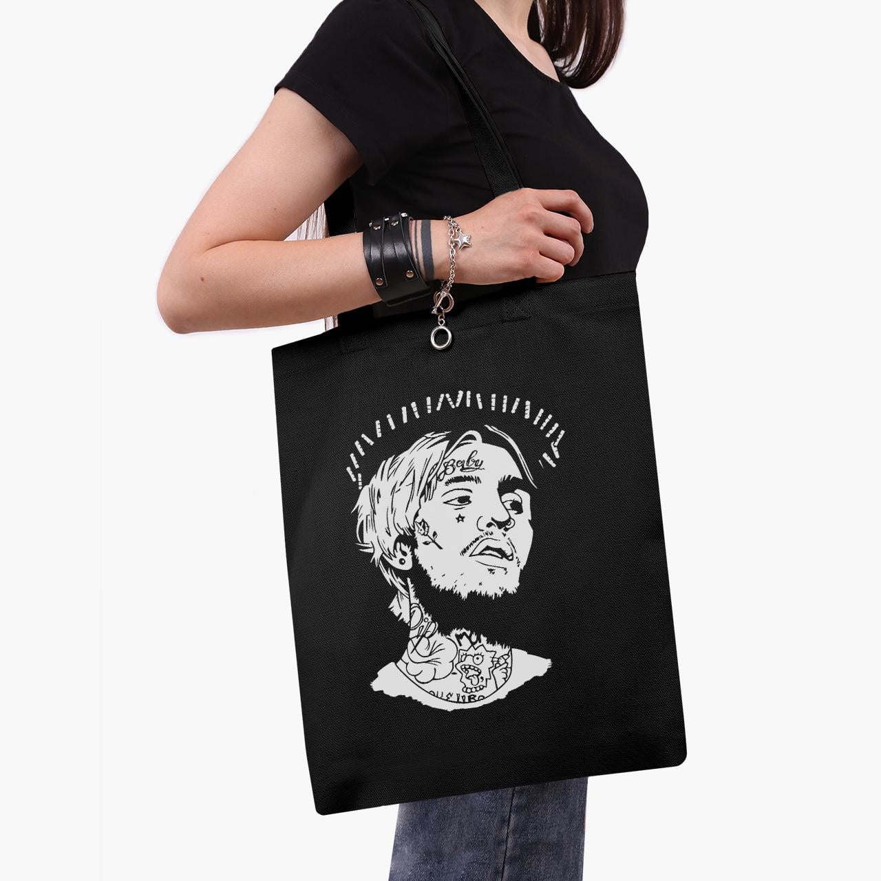 Эко сумка шоппер Lil Peep 41х35 см Черный (9227-2634-BK)