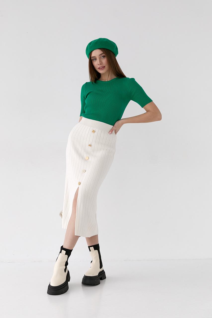 Юбка миди в рубчик M Кремовый (9505923) - фото 3 Юбка миди в рубчик M Кремовый (9505923) - фото 3