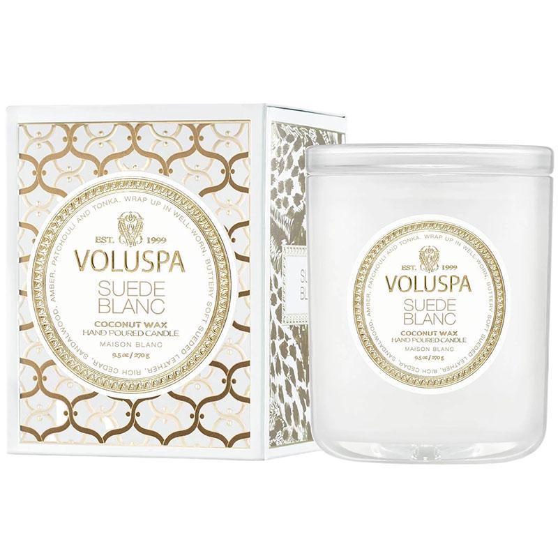 Свеча ароматическая Voluspa Maison Blanc Suede Blanc 270 г стакан с крышкой (111002674)