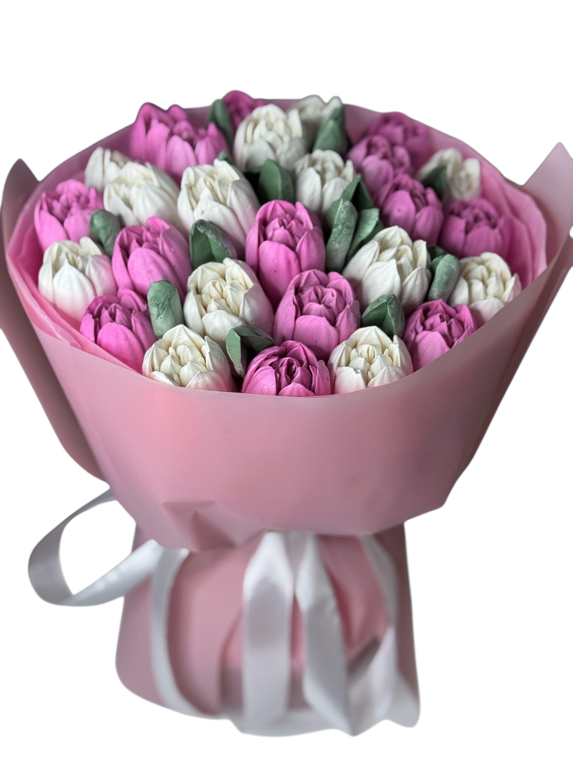 Букет зефирных цветов ручной работы 20 см (30317965)