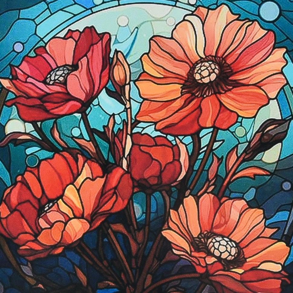 Алмазна мозаїка Strateg Червоні маки 30х30 см Різнокольоровий (VM-127-A-421)