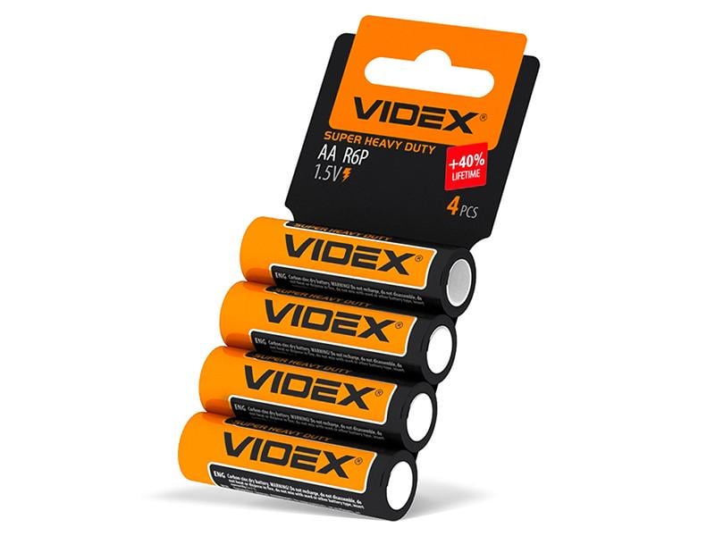 Батарейка солевая Videx R6P/AA Shrink Card 4 шт. (8435) Батарейка солевая Videx R6P/AA Shrink Card 4 шт. (8435)