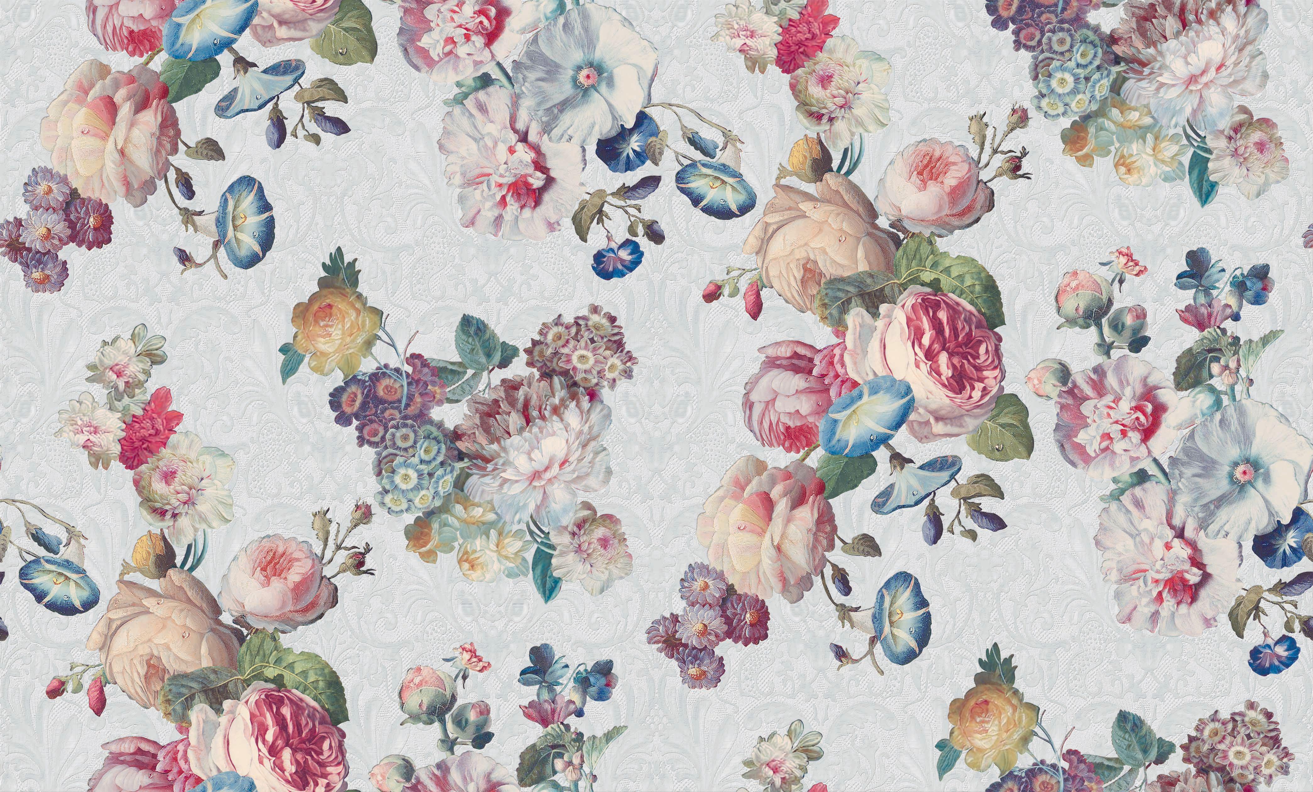 Обои виниловые на флизелиновой основе Samsara Yuanlong 881002 Серый/Розовый/Голубой