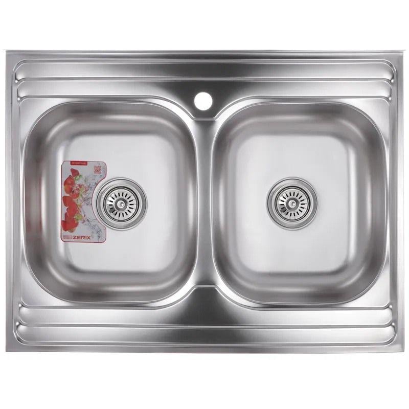 Мойка для кухни Zerix Z8060B-08-180MD Double прямоугольная накладная 0,8 мм 800x600 мм Нержавеющая сталь микродекор (ZS0611) Мойка для кухни Zerix Z8060B-08-180MD Double прямоугольная накладная 0,8 мм 800x600 мм Нержавеющая сталь микродекор (ZS0611)