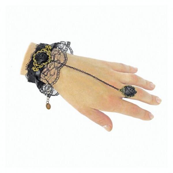 Браслет Гипюровый с кольцом и розой Seta (17-497)