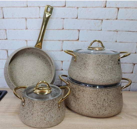 Набір посуду OMS 3041 сотейник і 3 каструлі з антипригарним покриттям для індукції