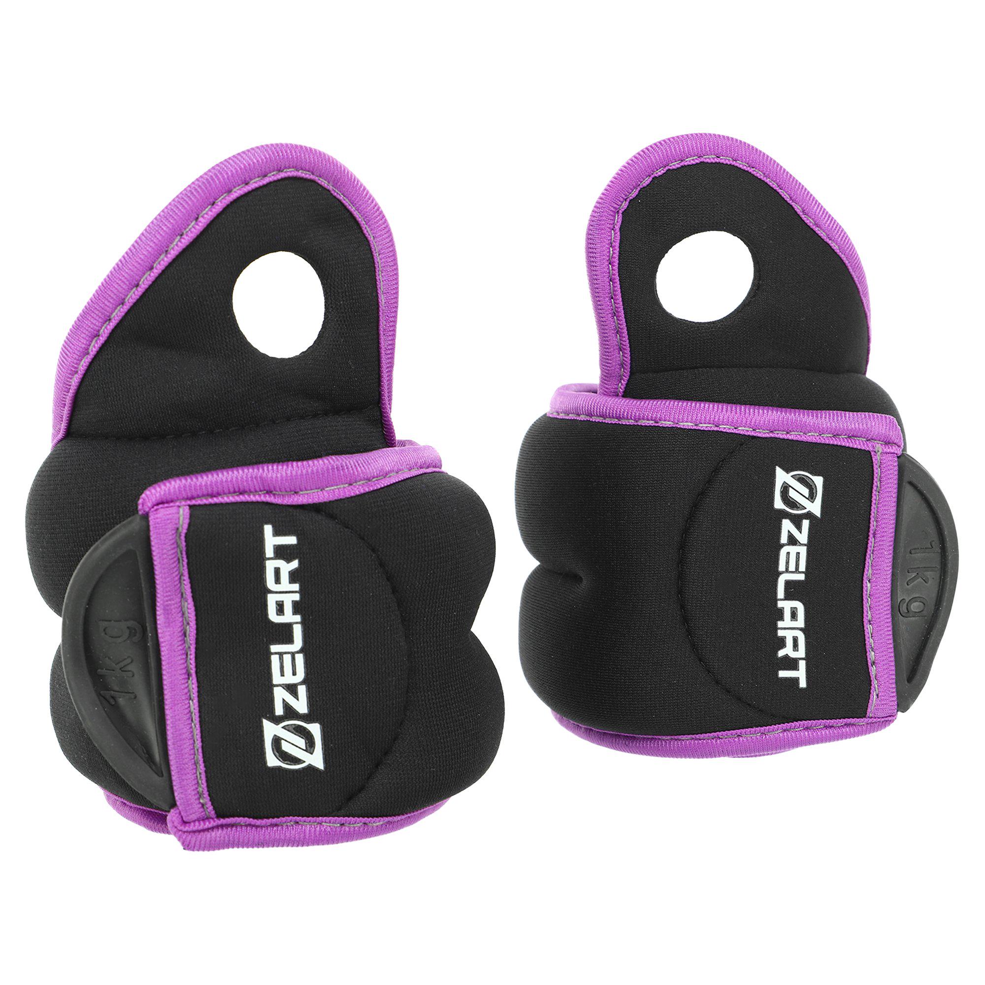 Утяжелители-манжеты для рук Zelart Pro 2х1 кг Черный/Фиолетовый (FI-4245-2_Черный-фиолетовый) - фото 3