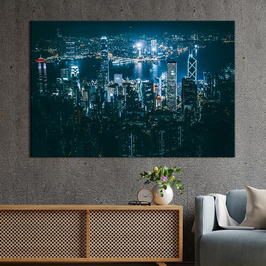 Картина город Неоновое сияние мегаполиса 51x34 см (A670-1)