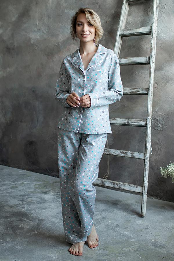 Пижамный костюм фланелевый Forly с брюками M Blue Stars (FL0010-58-69_M) - фото 4 Пижамный костюм фланелевый Forly с брюками M Blue Stars (FL0010-58-69_M) - фото 4