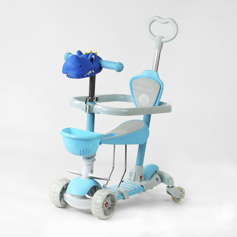 Самокат Best Scooter 5в1 PU колеса с подсветкой Grey/Blue (130223)
