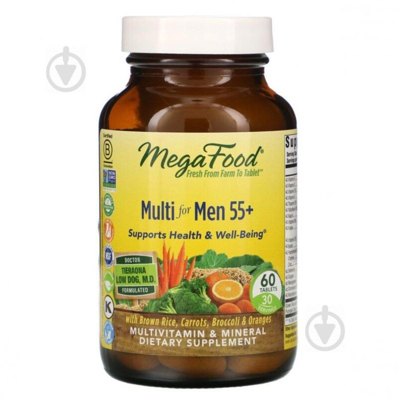 Мультивітаміни для чоловіків 55+, Multi for Men 55+, MegaFood, 60 таблеток