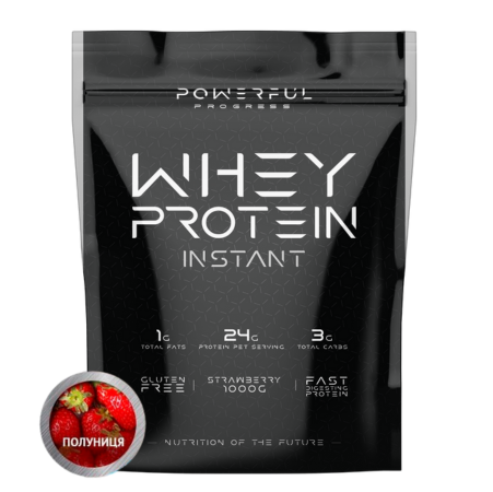 Протеин сывороточный Powerful Progress 100% Whey Protein Instant Клубника 1000 г (14540510) - фото 1