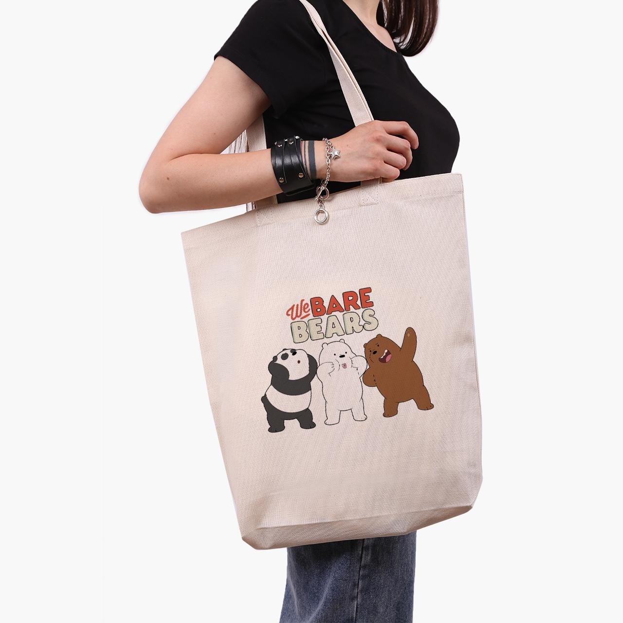 Эко сумка шоппер We Bare Bears 41x39x8 см Бежевый (9227-2667-WTD)
