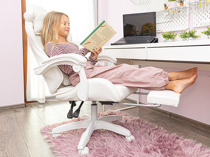 Крісло геймерське дитяче G894 з подушками та підставкою для ніг Білий (24096864) - фото 5