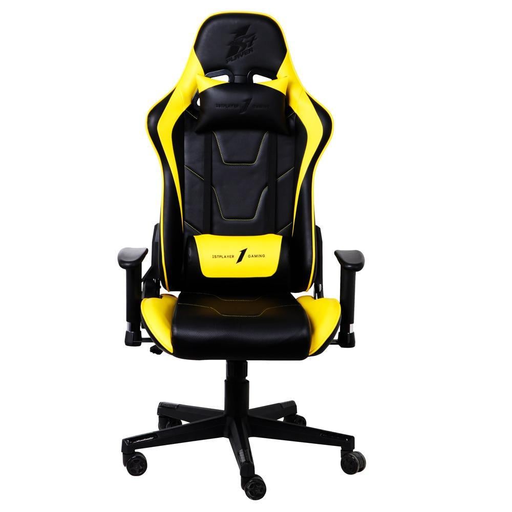 Кресло игровое 1stPlayer FK2 нагрузка до 160 кг с подушечками и регулируемыми подлокотниками Black/Yellow (FK2 Black/Yellow)