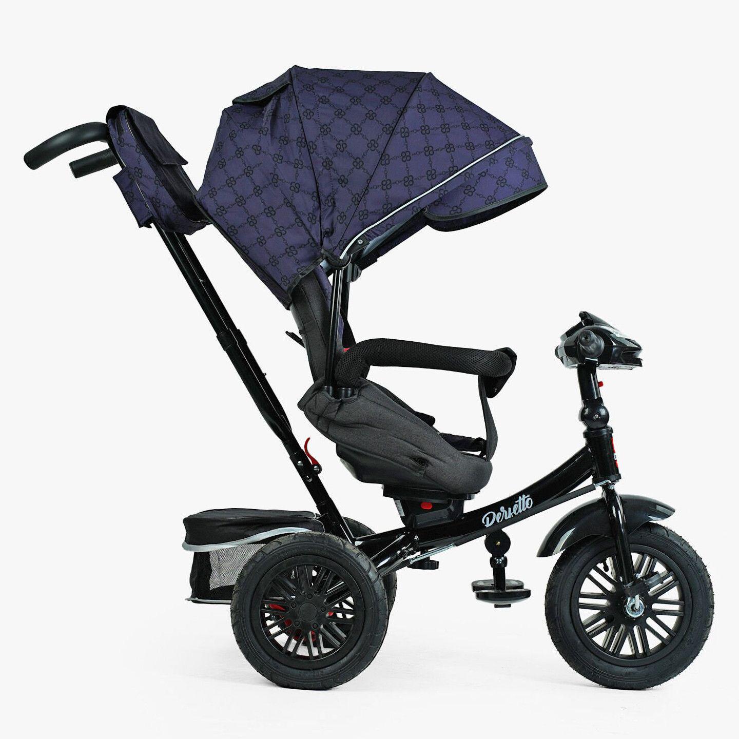 Велосипед дитячий триколісний Best Trike Perfetto 8066 надувні колеса музична панель з USB та батьківською ручкою Темно-синій (511-36) - фото 2