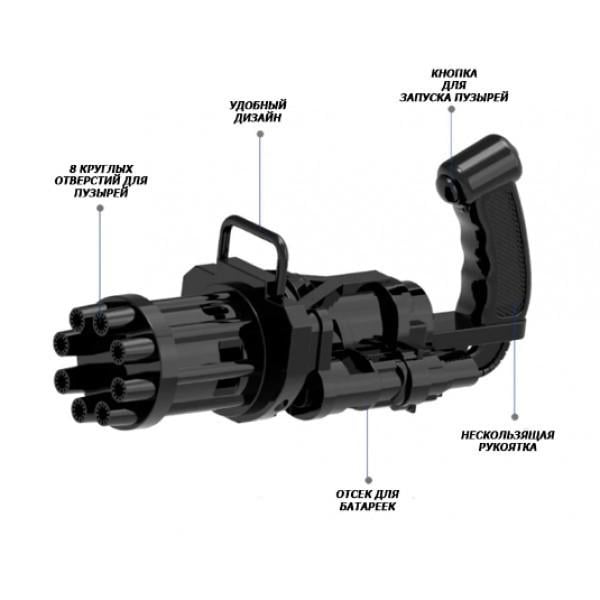 Кулемет для мильних бульбашок Gatling WJ 950 7934 Чорний (0c7f9460) - фото 2