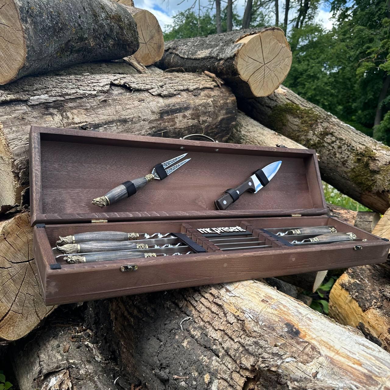 Набір шампурів Lux-Premium №9 ручної роботи (19223180) - фото 5 Набір шампурів Lux-Premium №9 ручної роботи (19223180) - фото 5