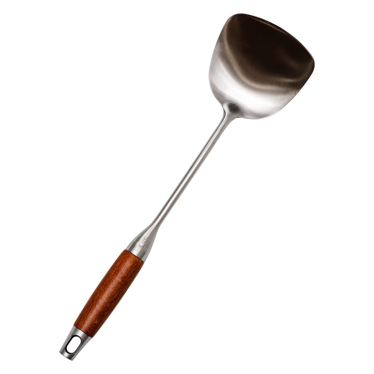 Лопатка для вока Generous из нержавеющей стали с деревянной ручкой 38 см (HP-8-44) Лопатка для вока Generous из нержавеющей стали с деревянной ручкой 38 см (HP-8-44)