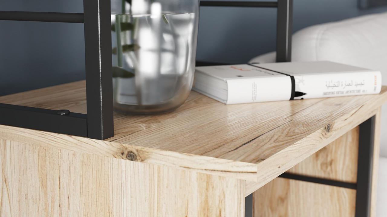 Стіл-тумба трансформер Ferrum-decor Смарт 3/1 з етажеркою метал/ДСП 16 мм 1430x1450x500 мм Чорний/Дуб Сан-Марино (FRD-105110) - фото 9