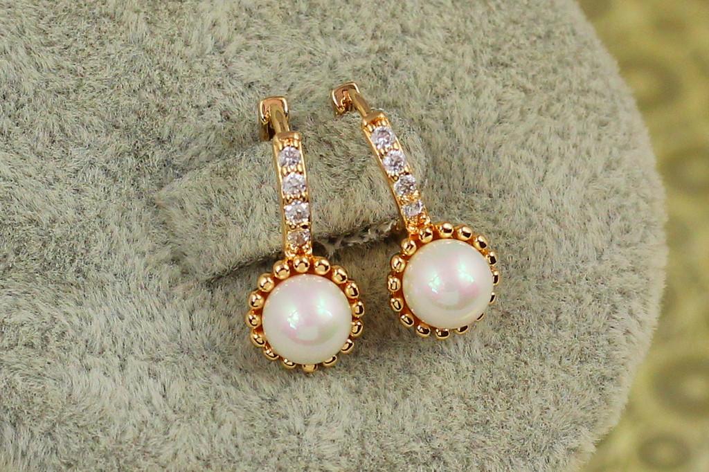 Серьги детские Xuping Jewelry физалис с жемчужиной 1,6 см Золотистый (2418068659)