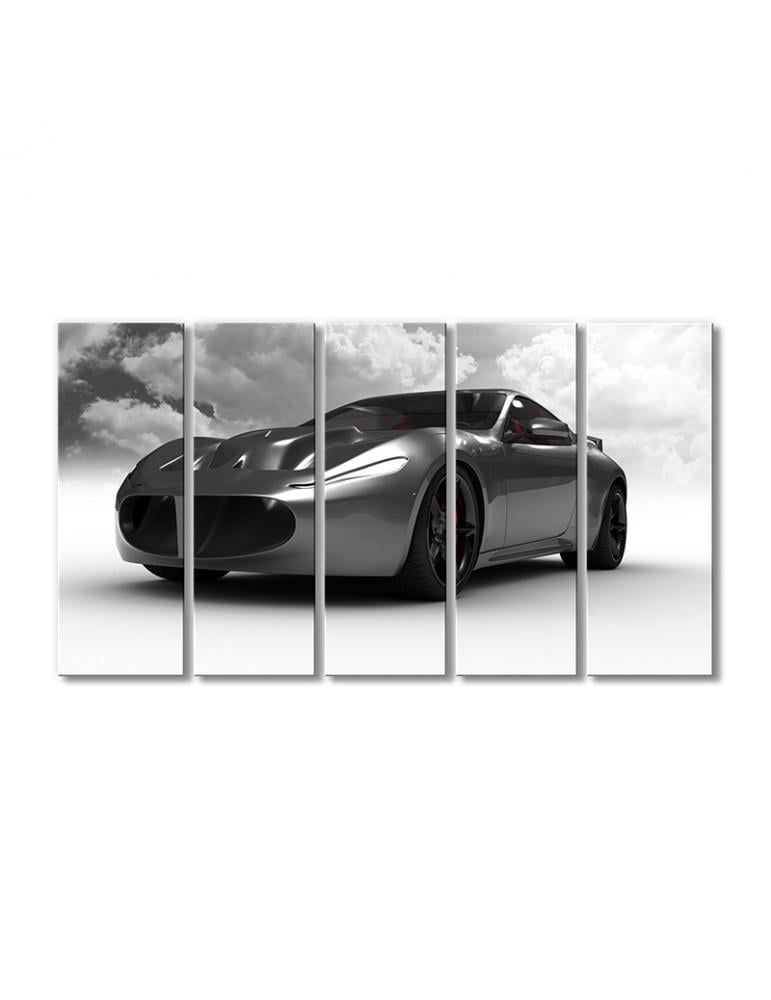 Картина модульная Серебряный автомобиль 5 модулей 70x105 см