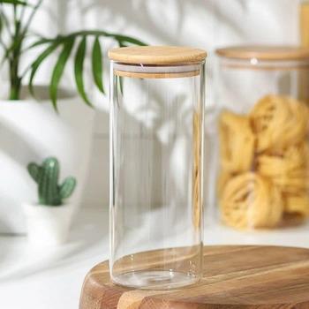 Банка с бамбуковой крышкой 150 мл 4,7х12 см (R101224-12) - фото 2