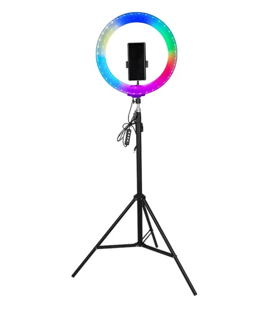 Кольцевая лампа LED RGB селфи лампа со штативом 26 см (34629867)
