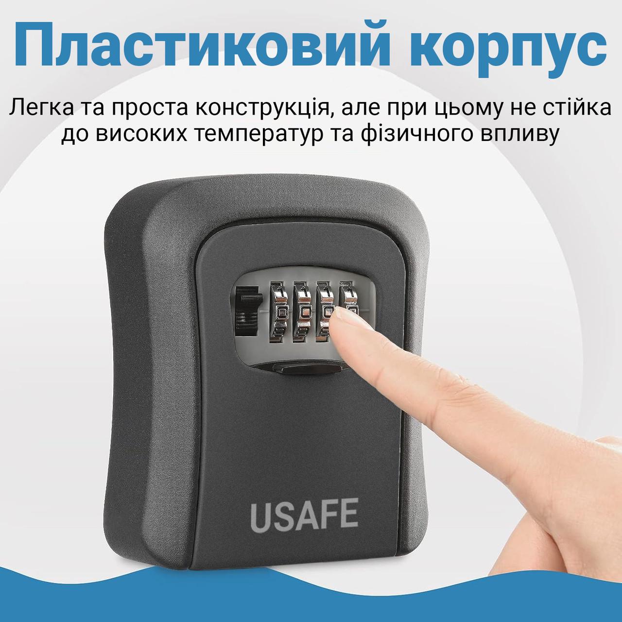 Сейф мини для ключей uSafe KS-03p пластиковый наружный настенный с кодовым замком Черный - фото 5