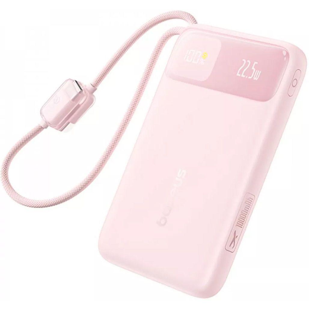 Батарея портативная BASEUS EnerFill FC11 Digital Display с Dual Built-in Cables E0027R07 10000mAh 22,5W Pink