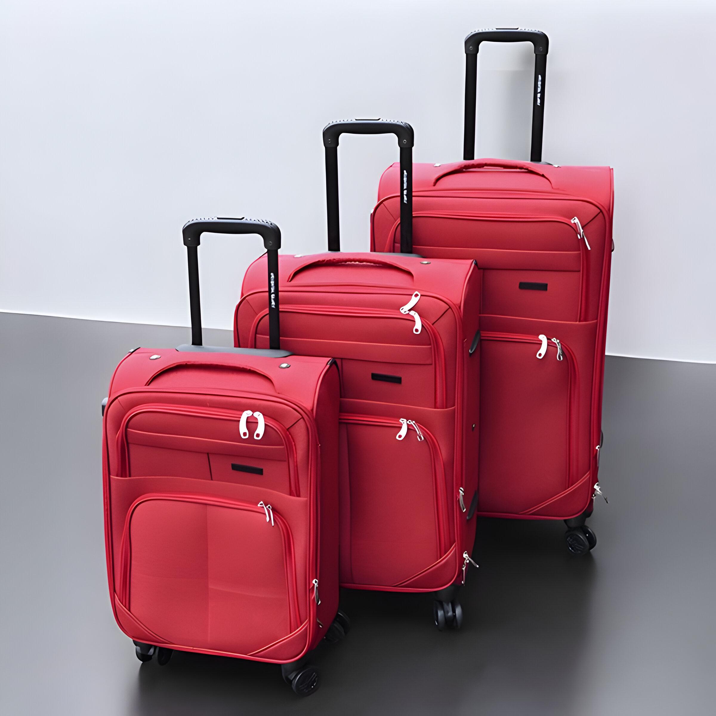Набір валіз тканинних 3в1 з кодовим замком та телескопічною ручкою Червоний (6071) - фото 2