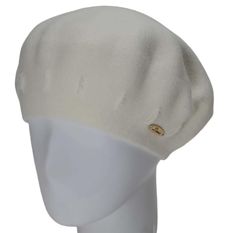 Берет жіночий Lirus Єлі подвійної тонкої в'язки Молочний (119097)